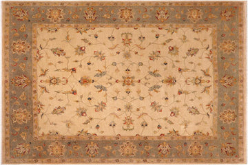 handmade Traditional Kafkaz Chobi Ziegler Beige Gray Hand Knotted RECTANGLE 100% WOOL area rug 8 x 10